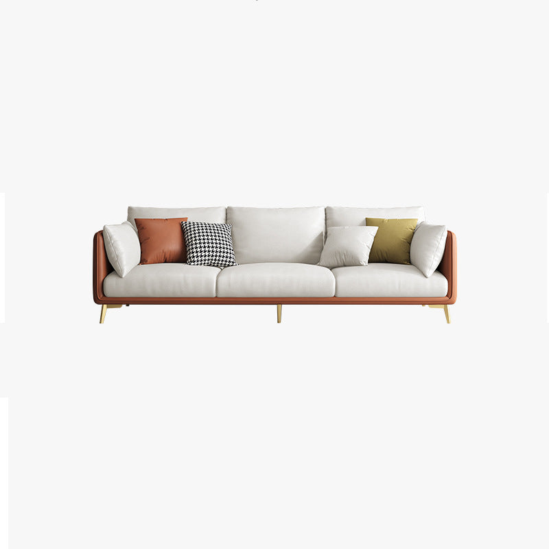 Contemporary Square Arm Couch Pillow Back Settee for Three People