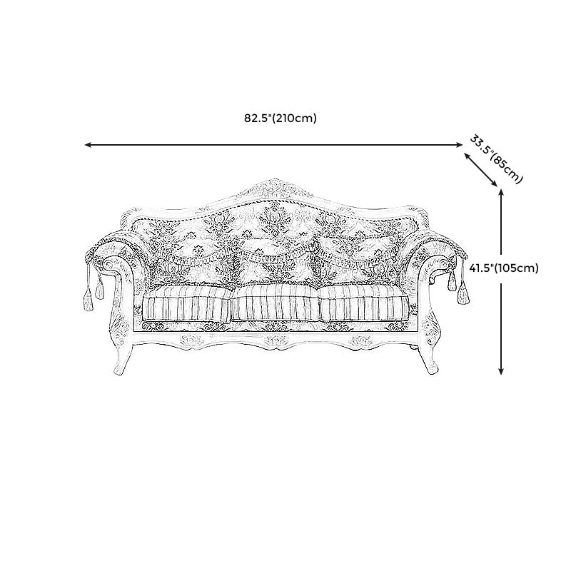 French Country Standard Rolled Arm Settee Tufted Back Couch for Three People