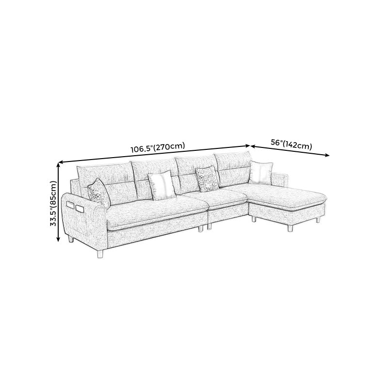 106.3" W √ó 55.9" D √ó 33.5" H High Back Square Arm Sectional with  Storage
