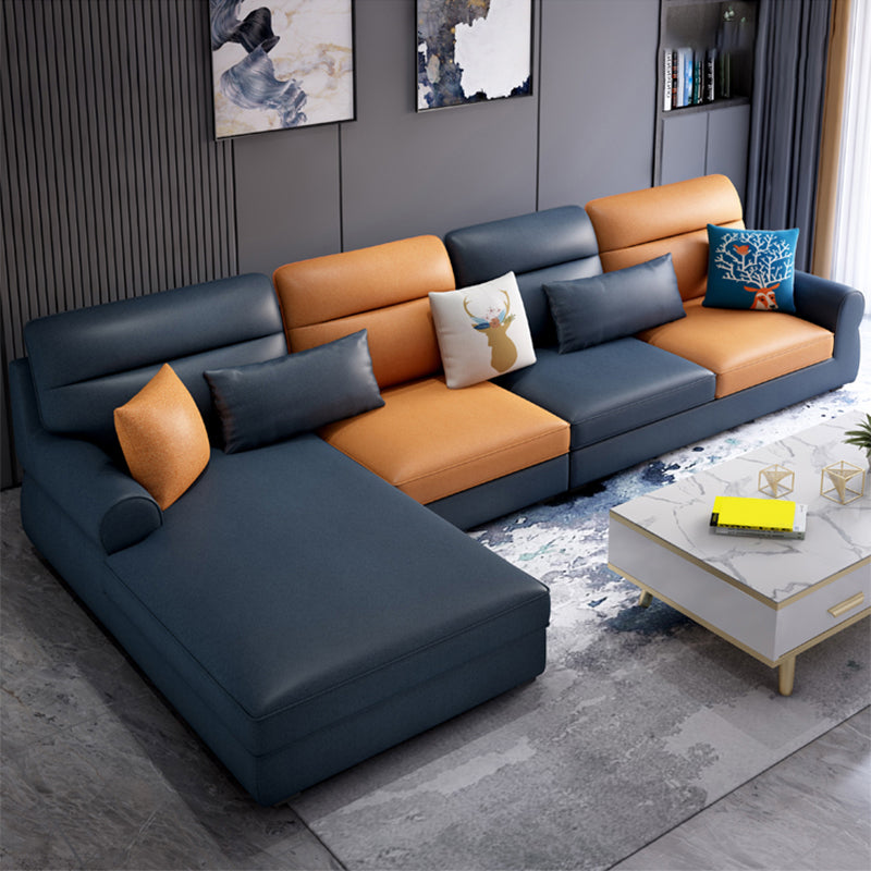 Recessed Arm Sofa and Chaise L-Shape Pillow Back Cushion Sectional