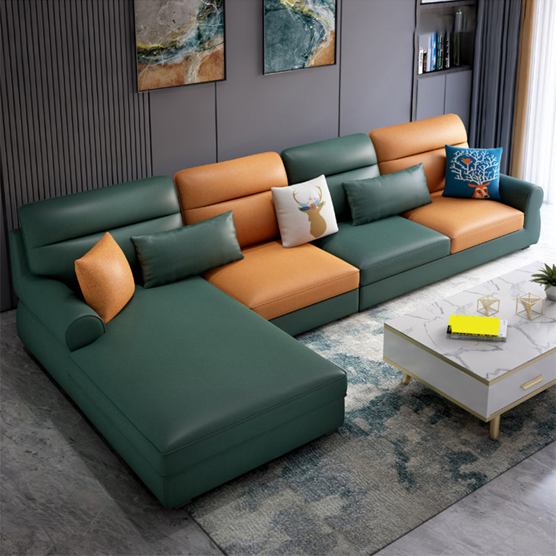 Recessed Arm Sofa and Chaise L-Shape Pillow Back Cushion Sectional