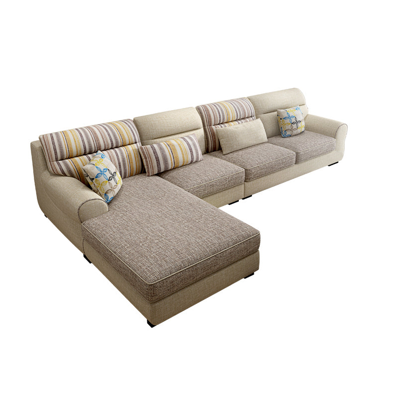 Recessed Arm Sofa and Chaise L-Shape Pillow Back Cushion Sectional