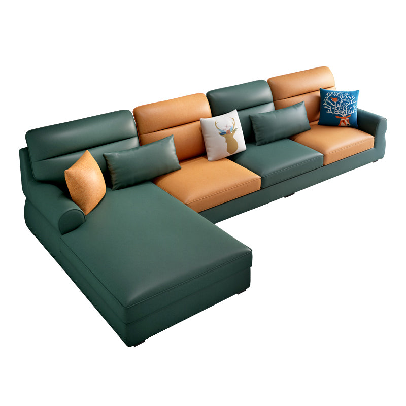 Recessed Arm Sofa and Chaise L-Shape Pillow Back Cushion Sectional