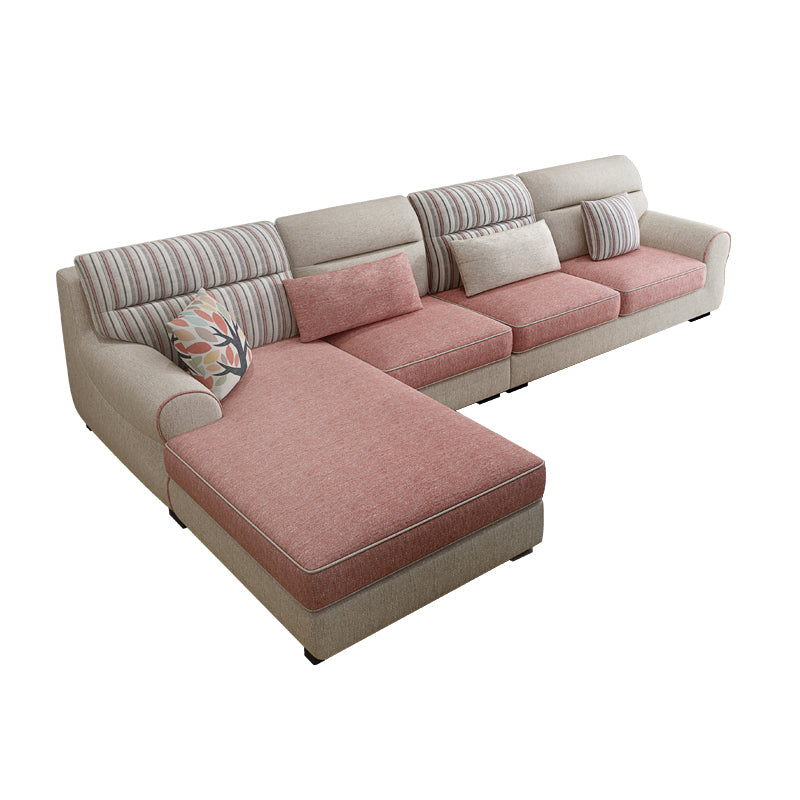 Recessed Arm Sofa and Chaise L-Shape Pillow Back Cushion Sectional