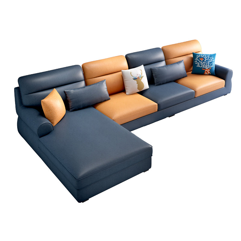 Recessed Arm Sofa and Chaise L-Shape Pillow Back Cushion Sectional