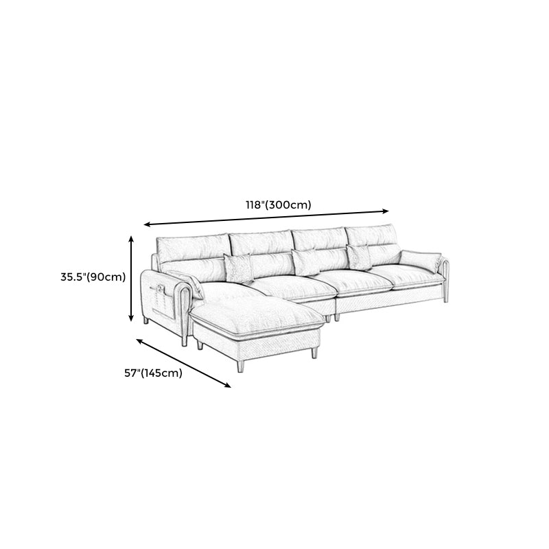 Modern Linen Sofa Cream Sectional with Removable Cushions for Apartment