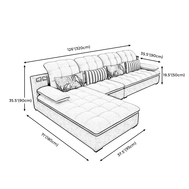 Farmhouse Pillow Top Arm Sectional Tufted Back Sofa and Chaise