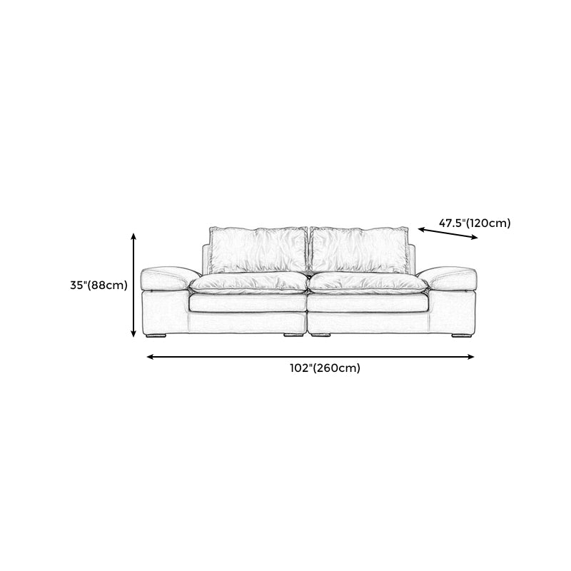 Modern Faux Leather Sectional Tan Cushion Back Sofa for Living Room