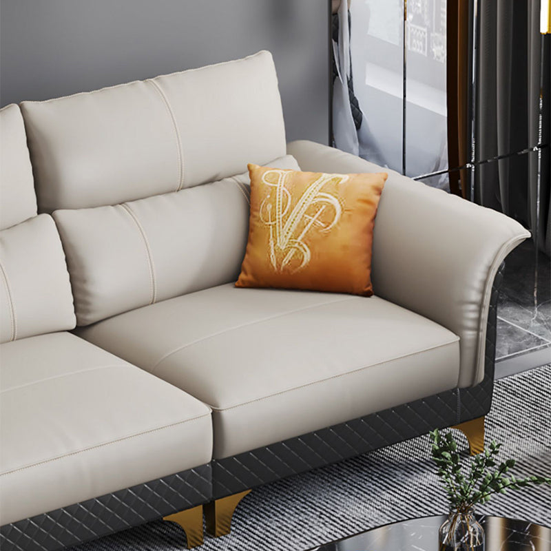 Contemporary Grey Sectional High Back Pillow Top Arm Sofa for Living Room