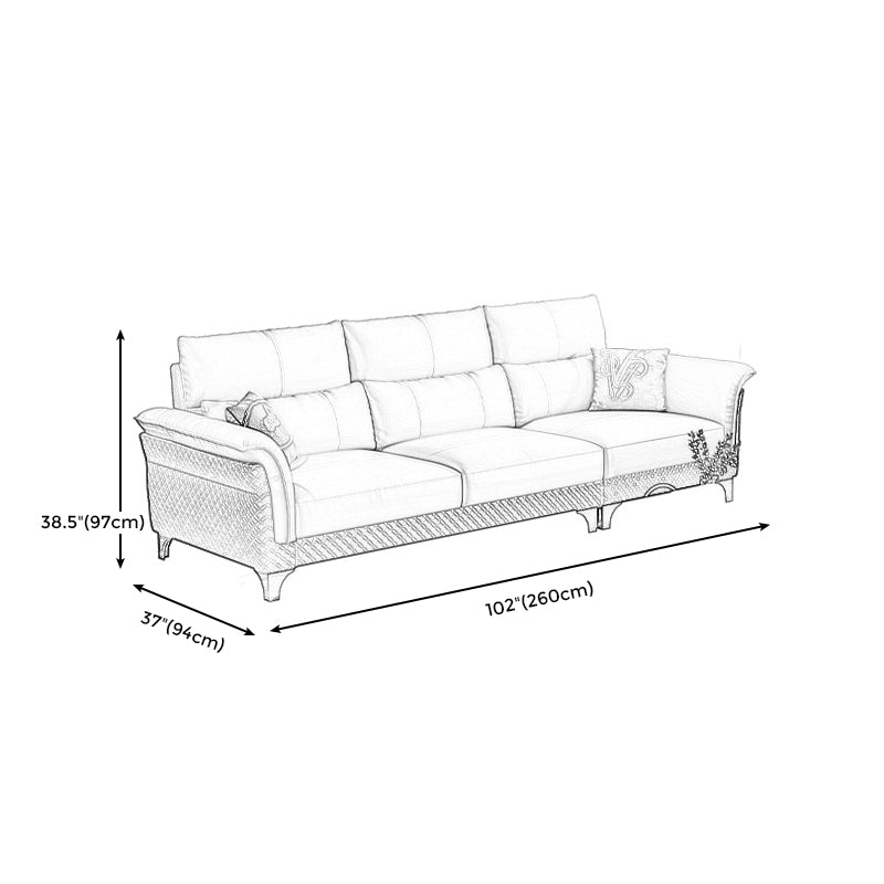 Contemporary Grey Sectional High Back Pillow Top Arm Sofa for Living Room