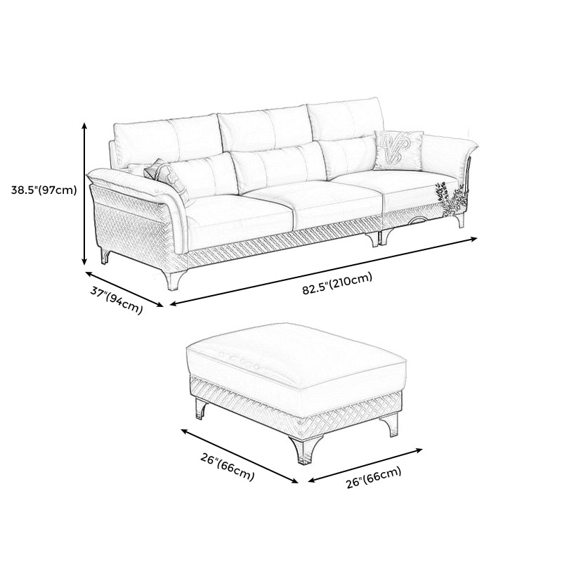 Contemporary Grey Sectional High Back Pillow Top Arm Sofa for Living Room