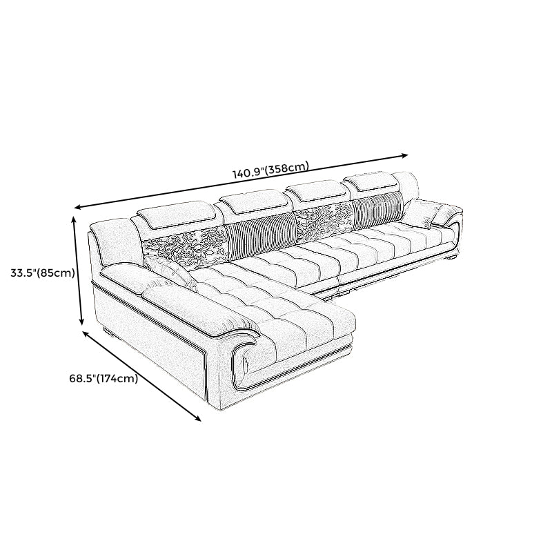 140.94"L x 68.5"W x 33.46"H Pillow Top Arm Sofa and Chaise Cushion Back Sectionals