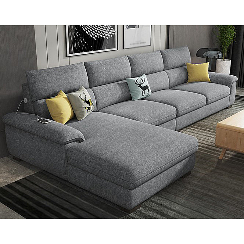 35.43"High Pillow Top Arm Sectional  Slipcovered Sofa with Cushion Back