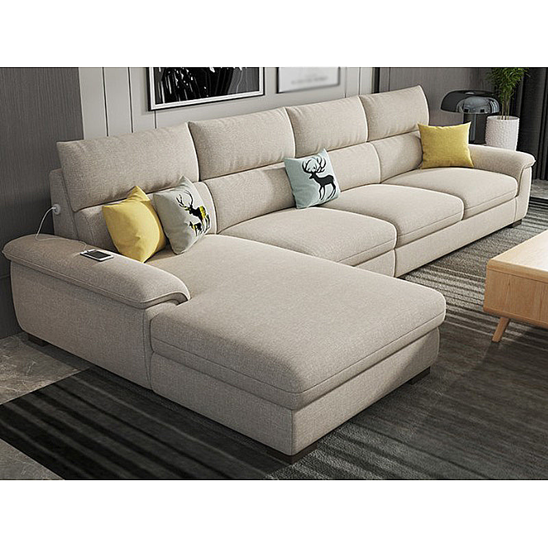 35.43"High Pillow Top Arm Sectional  Slipcovered Sofa with Cushion Back