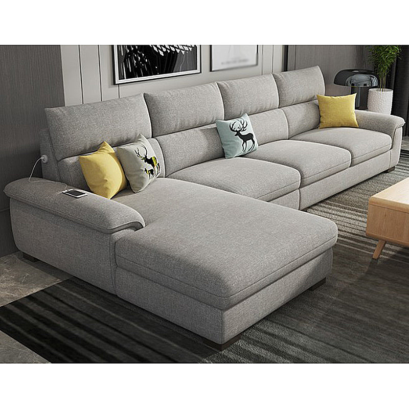 35.43"High Pillow Top Arm Sectional  Slipcovered Sofa with Cushion Back