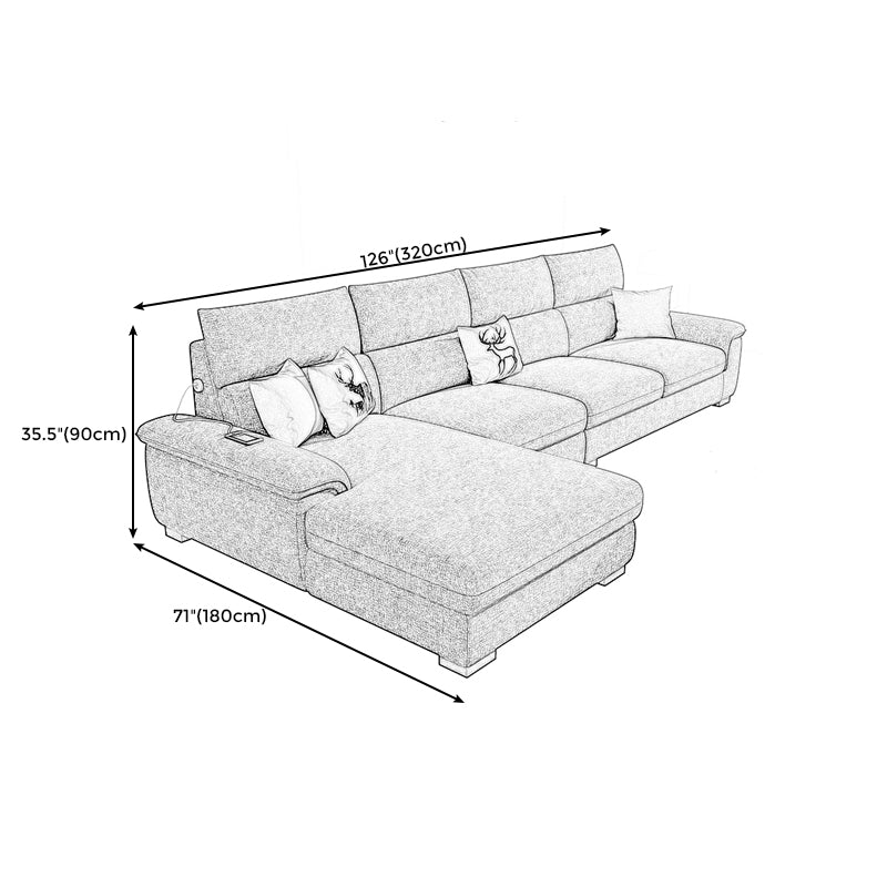 35.43"High Pillow Top Arm Sectional  Slipcovered Sofa with Cushion Back