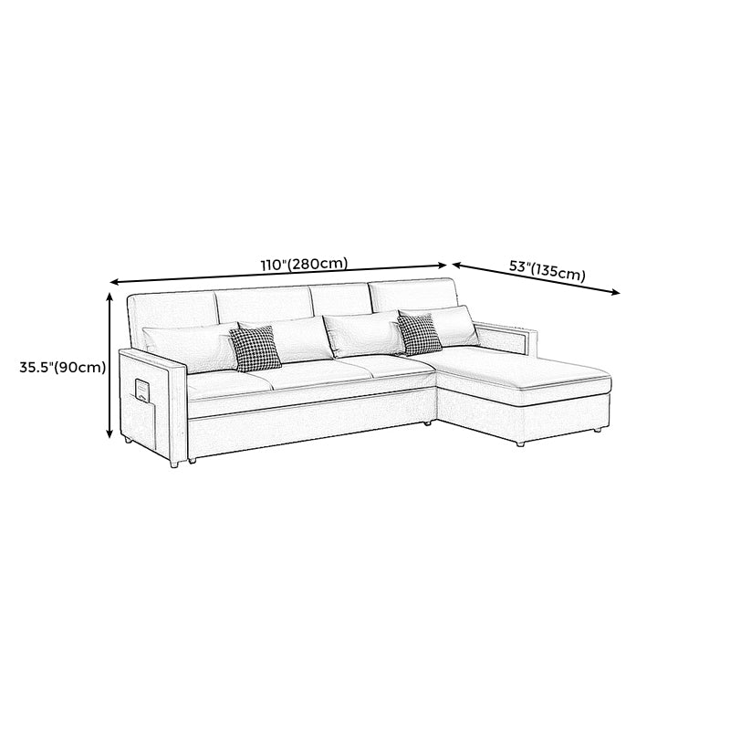 Fabric Square Arm Sectional Sofa 35.43"High Manual Reclining Sofa Bed with Storage