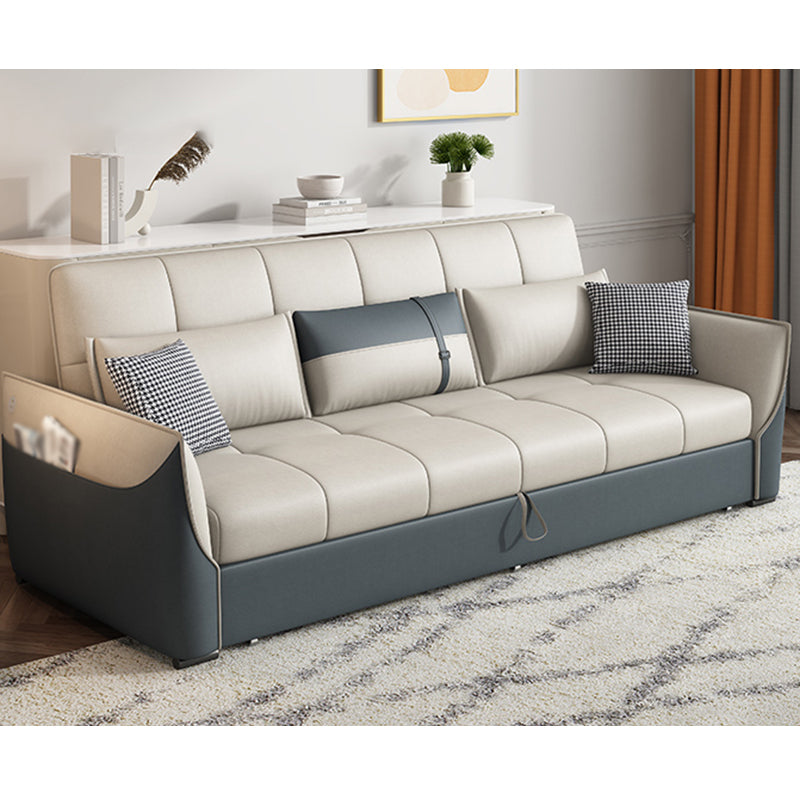 Manual Reclining Cushion Back Sectional Sofa 35.43"High Fabric Sofa Bed with Storage