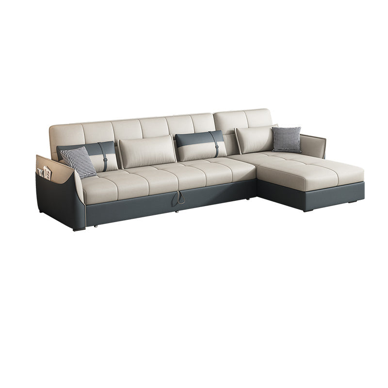 Manual Reclining Cushion Back Sectional Sofa 35.43"High Fabric Sofa Bed with Storage