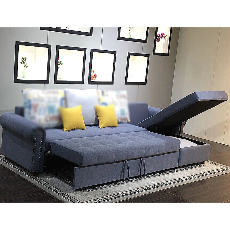 Rolled Arm Sectionals 116.14"L x 59.06"W x 38.58"H Cushion Back Sofa Bed with Storage