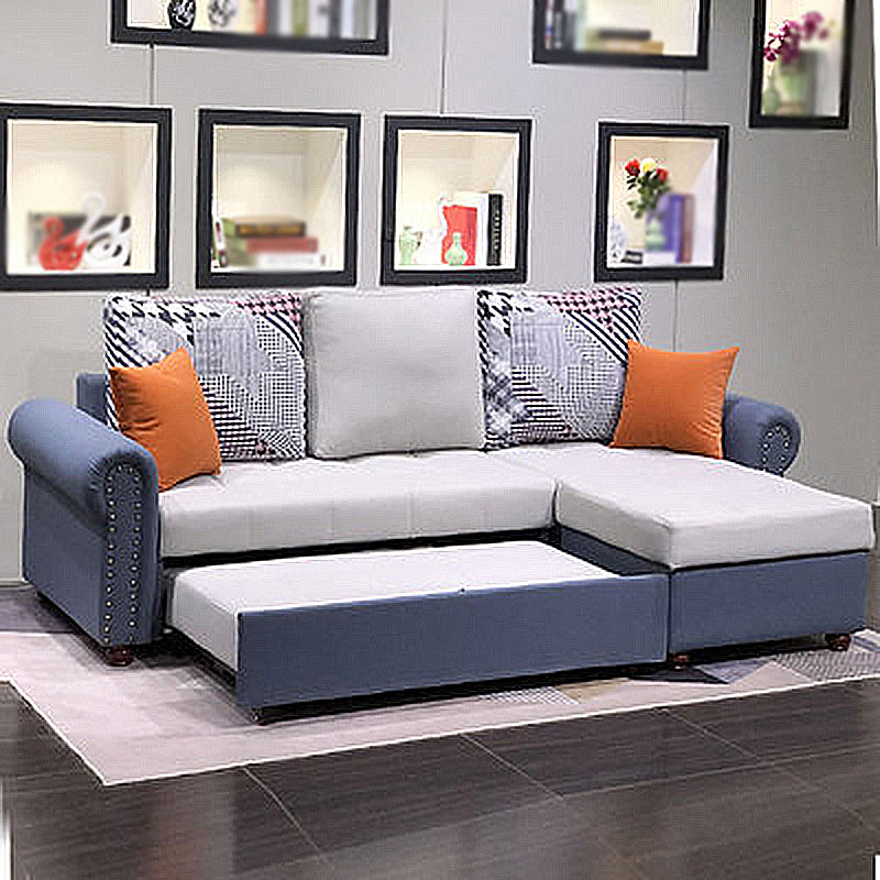 Rolled Arm Sectionals 116.14"L x 59.06"W x 38.58"H Cushion Back Sofa Bed with Storage