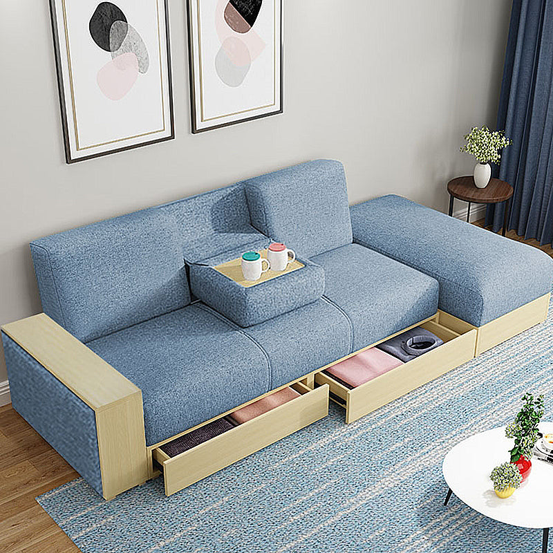 80.7"L √ó 40.16"W √ó 27.95"H One Arm Sectional Slipcovered Sofa with Storage