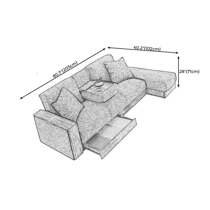 80.7"L √ó 40.16"W √ó 27.95"H One Arm Sectional Slipcovered Sofa with Storage