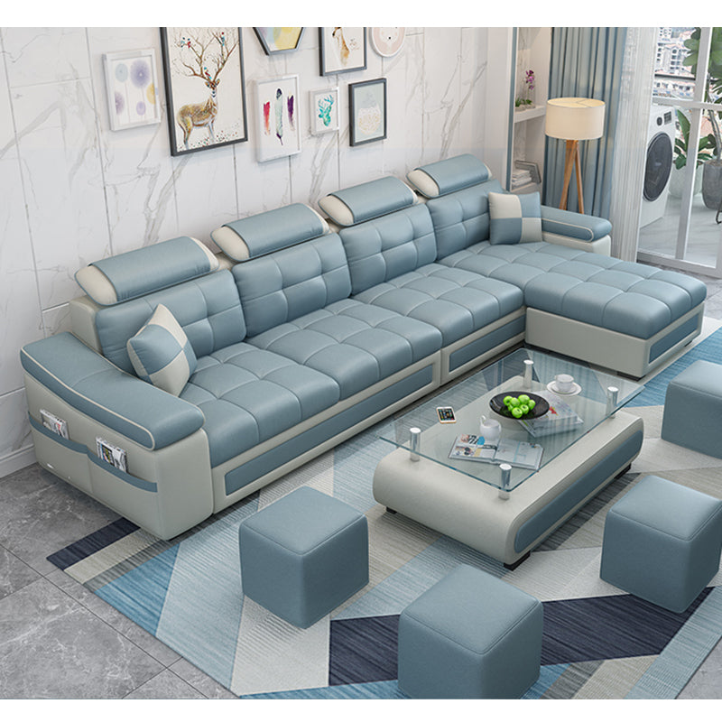 108.3"L √ó 57.09"W √ó 35.43"H Sloped Arms Sectional Slipcovered Sofa with Pocket Storage