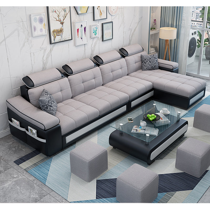 108.3"L √ó 57.09"W √ó 35.43"H Sloped Arms Sectional Slipcovered Sofa with Pocket Storage