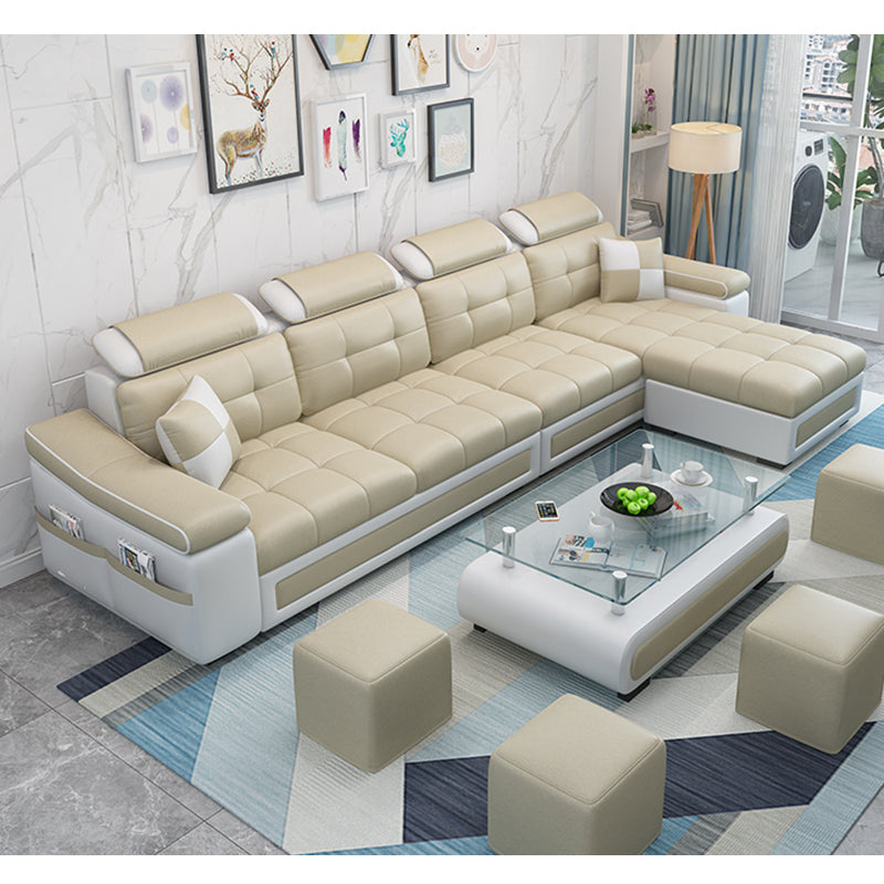 108.3"L √ó 57.09"W √ó 35.43"H Sloped Arms Sectional Slipcovered Sofa with Pocket Storage