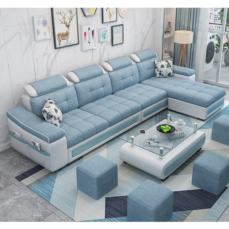 108.3"L √ó 57.09"W √ó 35.43"H Sloped Arms Sectional Slipcovered Sofa with Pocket Storage