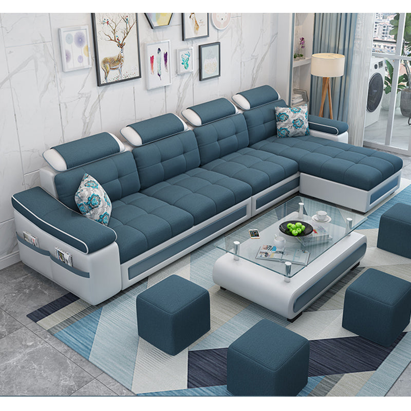 108.3"L √ó 57.09"W √ó 35.43"H Sloped Arms Sectional Slipcovered Sofa with Pocket Storage