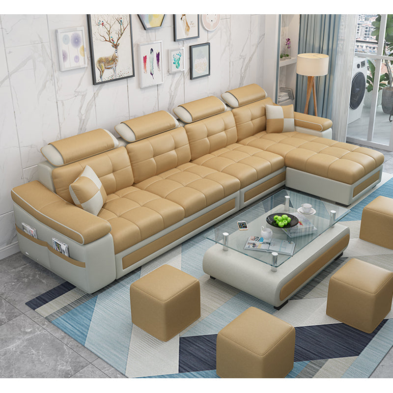 108.3"L √ó 57.09"W √ó 35.43"H Sloped Arms Sectional Slipcovered Sofa with Pocket Storage