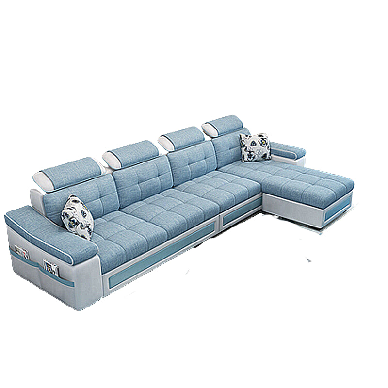 108.3"L √ó 57.09"W √ó 35.43"H Sloped Arms Sectional Slipcovered Sofa with Pocket Storage