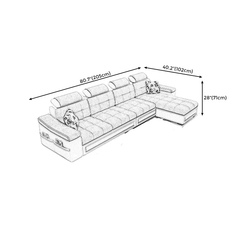 108.3"L √ó 57.09"W √ó 35.43"H Sloped Arms Sectional Slipcovered Sofa with Pocket Storage