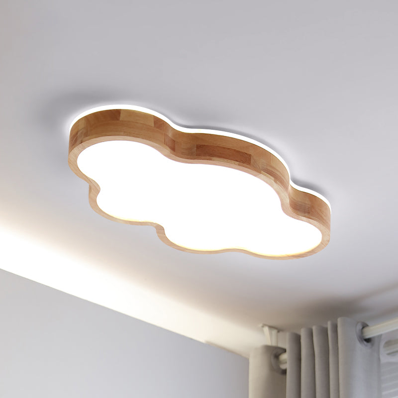 Geometry Shape LED Ceiling Lamp Modern Wood 1 Light Flush Mount for Children's Room