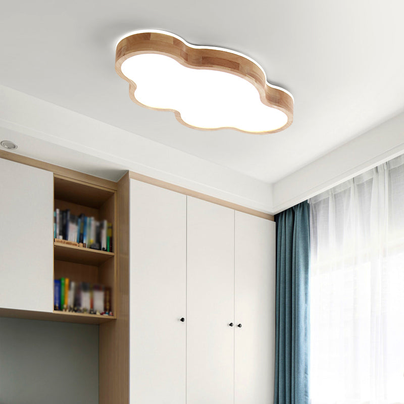 Geometry Shape LED Ceiling Lamp Modern Wood 1 Light Flush Mount for Children's Room