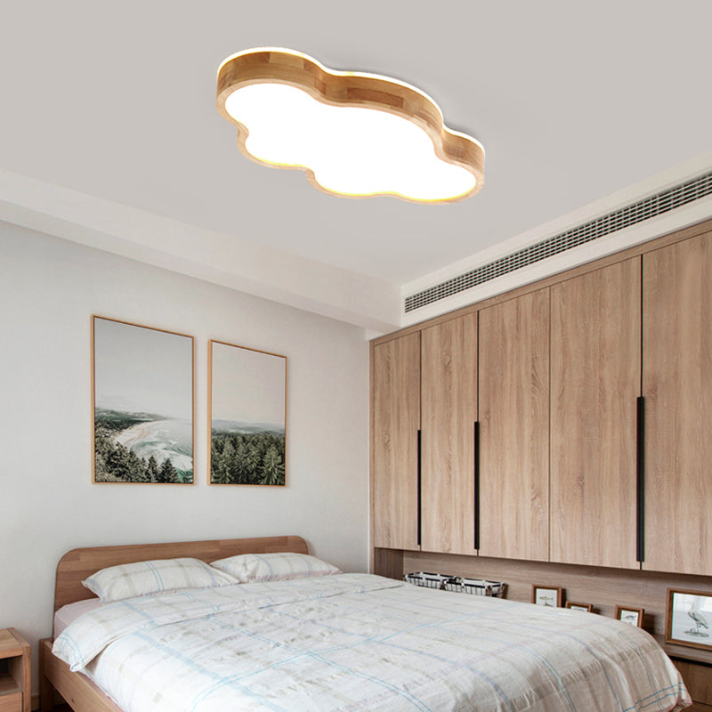 Geometry Shape LED Ceiling Lamp Modern Wood 1 Light Flush Mount for Children's Room