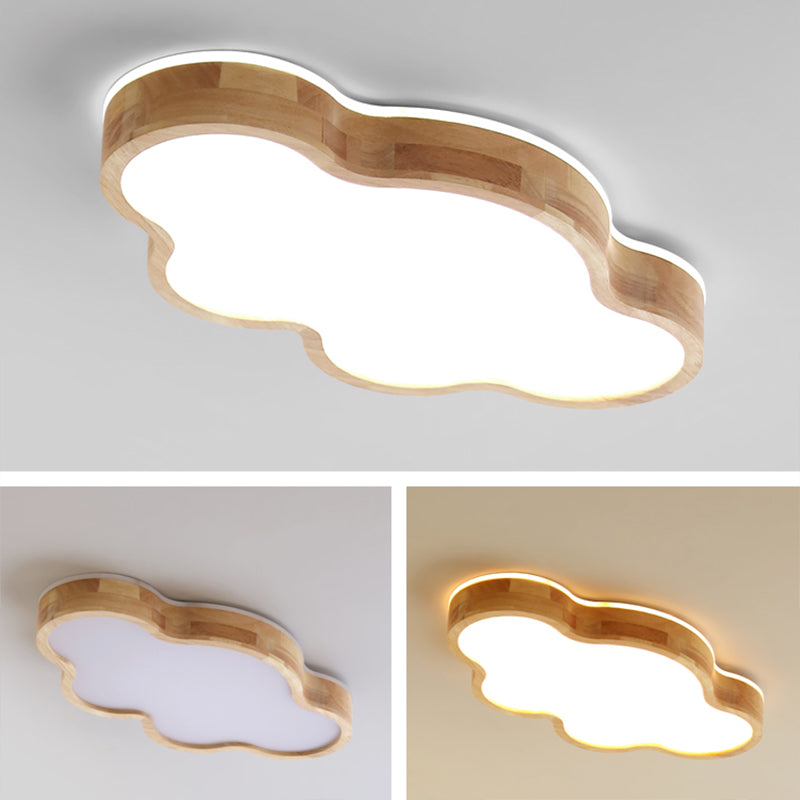 Geometry Shape LED Ceiling Lamp Modern Wood 1 Light Flush Mount for Children's Room