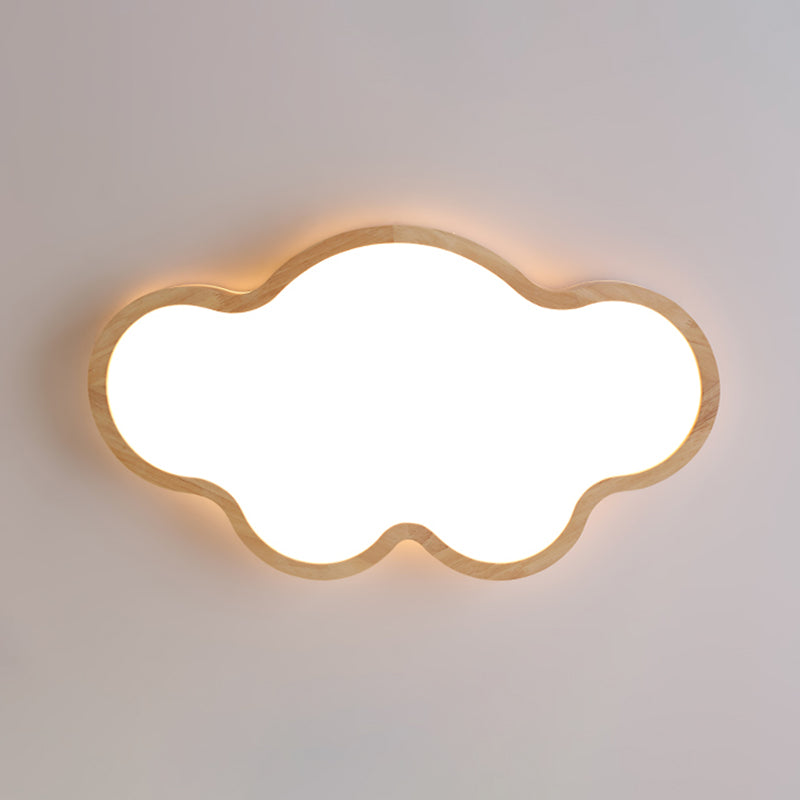 Geometry Shape LED Ceiling Lamp Modern Wood 1 Light Flush Mount for Children's Room