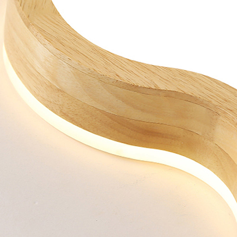 Geometry Shape LED Ceiling Lamp Modern Wood 1 Light Flush Mount for Children's Room