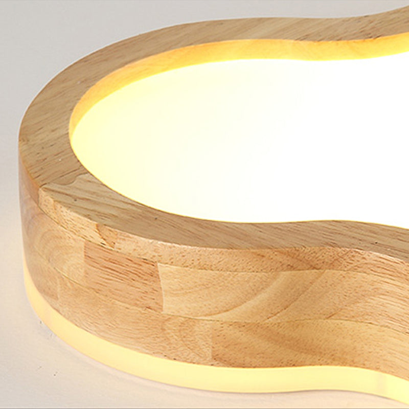 Geometry Shape LED Ceiling Lamp Modern Wood 1 Light Flush Mount for Children's Room