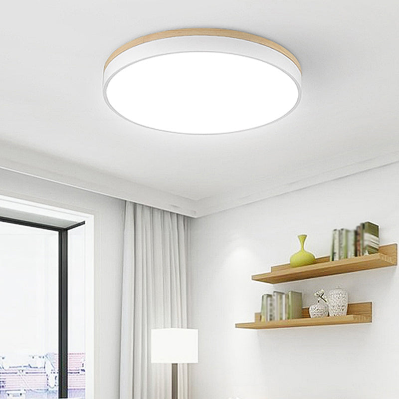 Geometry Shape LED Ceiling Lamp Modern Wood 1 Light Flush Mount for Balcony Aisle