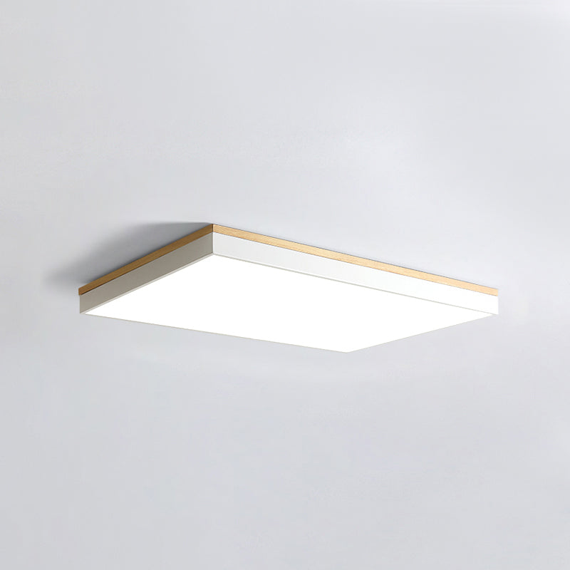 Geometry Shape LED Ceiling Lamp Modern Wood 1 Light Flush Mount for Balcony Aisle