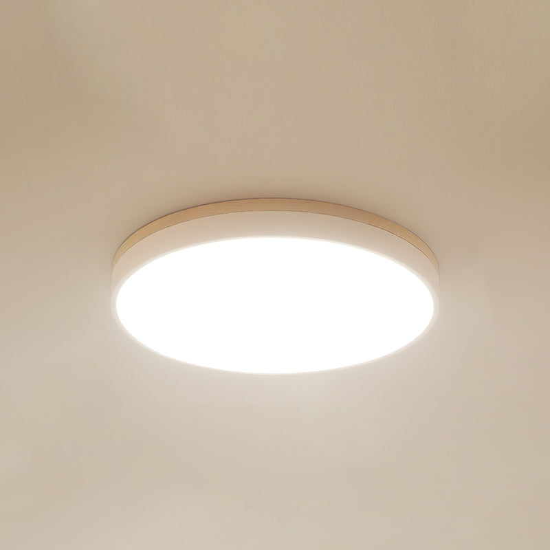 Geometry Shape LED Ceiling Lamp Modern Wood 1 Light Flush Mount for Balcony Aisle