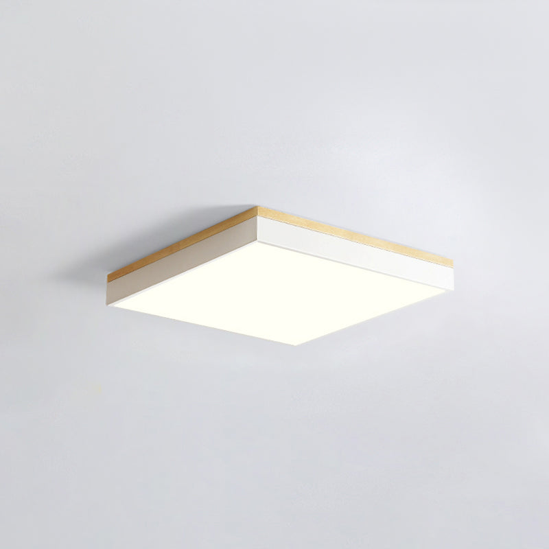 Geometry Shape LED Ceiling Lamp Modern Wood 1 Light Flush Mount for Balcony Aisle