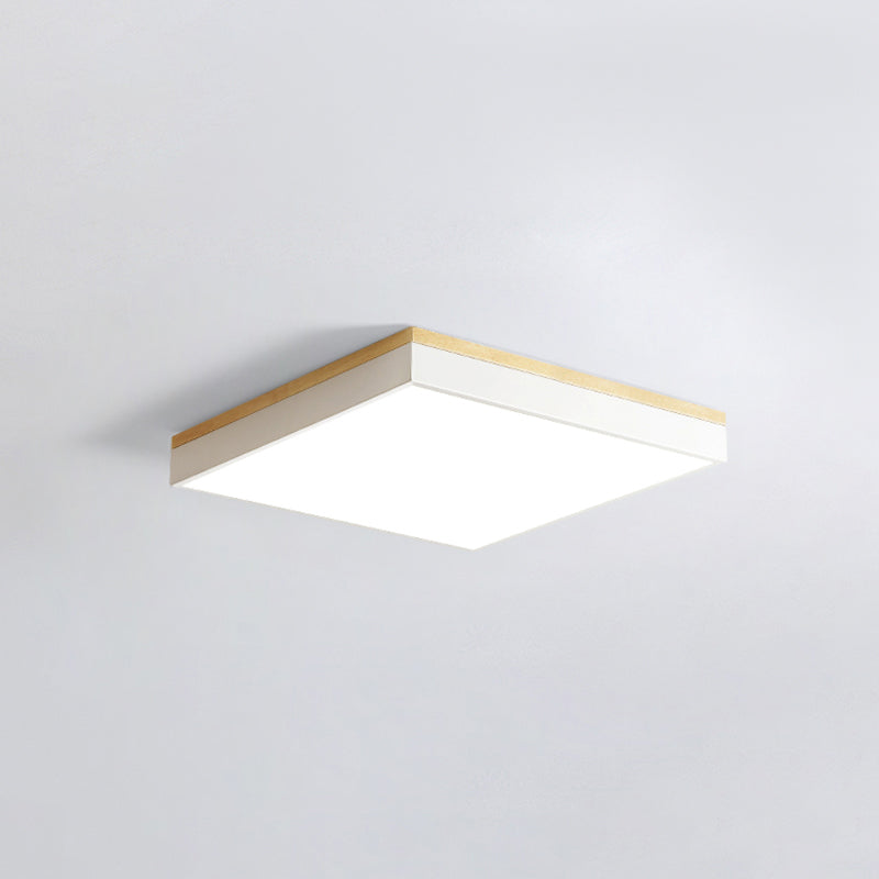 Geometry Shape LED Ceiling Lamp Modern Wood 1 Light Flush Mount for Balcony Aisle