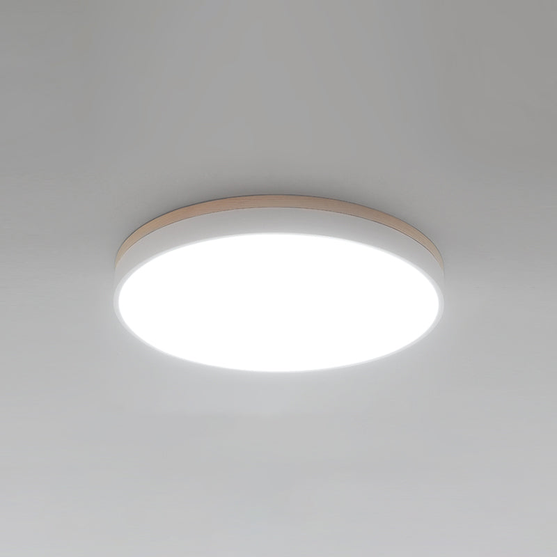 Geometry Shape LED Ceiling Lamp Modern Wood 1 Light Flush Mount for Balcony Aisle