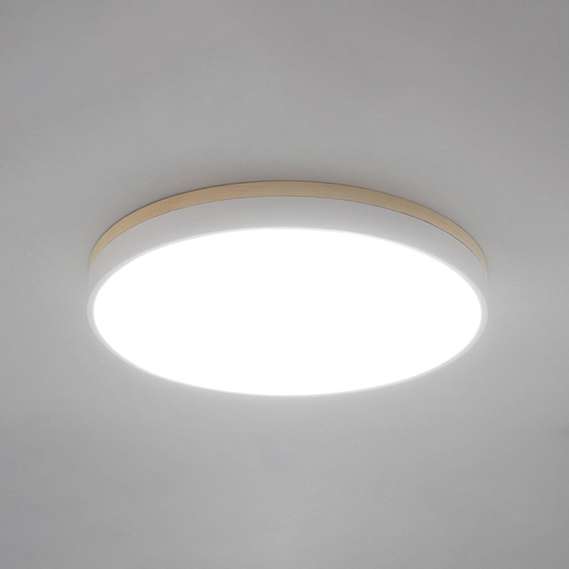 Geometry Shape LED Ceiling Lamp Modern Wood 1 Light Flush Mount for Balcony Aisle