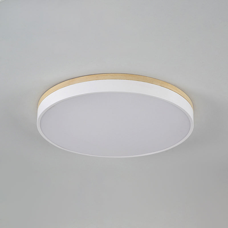 Geometry Shape LED Ceiling Lamp Modern Wood 1 Light Flush Mount for Balcony Aisle